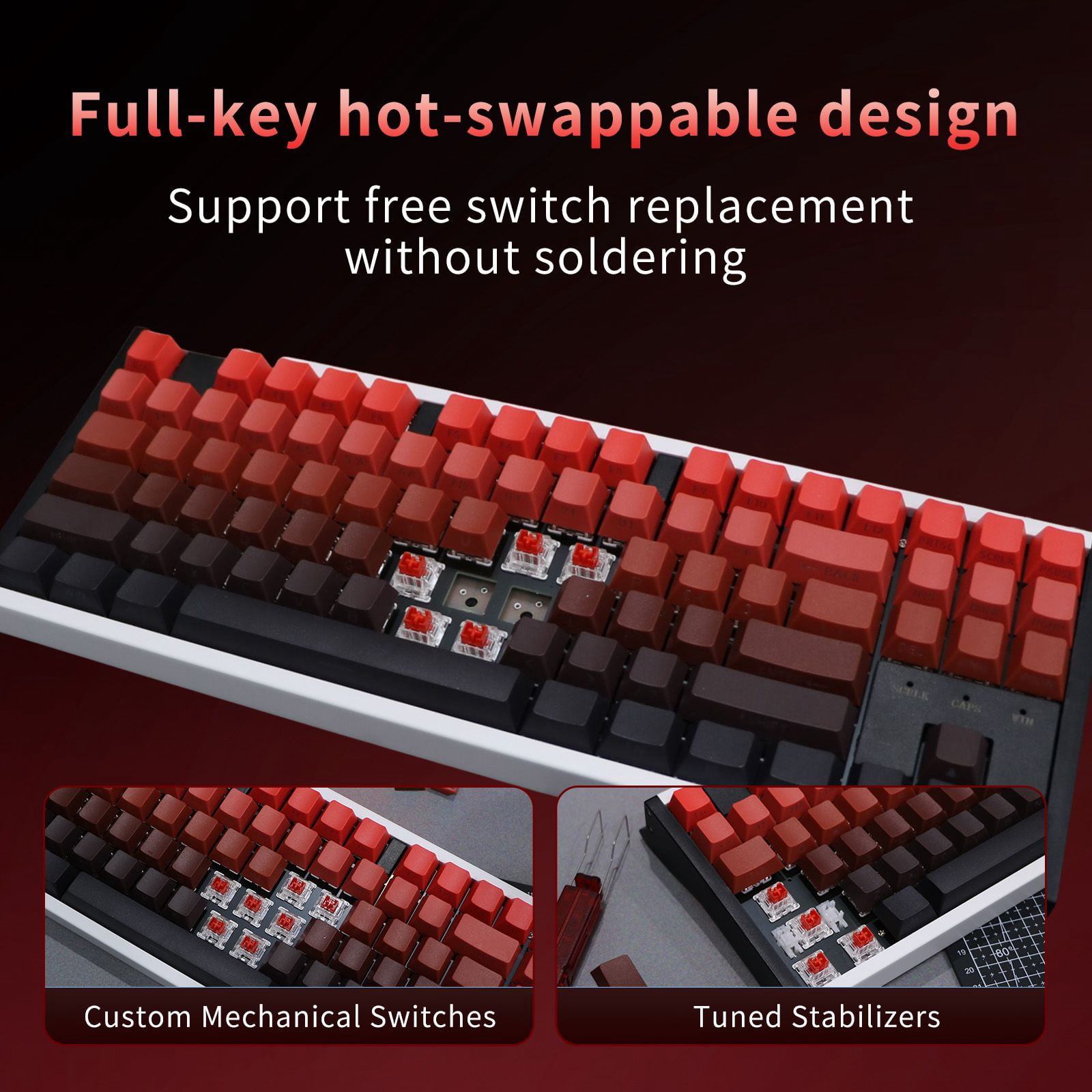 87 Keys Aluminum Mechanical Gaming Keyboard, 0.005 Precision 0.001 Low Latency, 5-Side Dye-Sub Keycaps, 17 ARGB Modes Support Win Mac VIA Customization