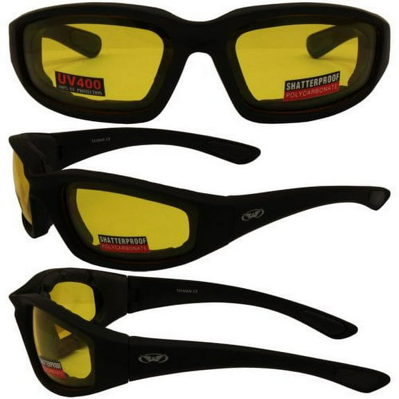 Global Vision Kickback Black Frame with EVA Padding Yellow Lens