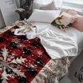 thumbnail image 3 of Winter Snowflake Throw Flannel Blanket 50x80In Christmas Red Black Plaid Vintage Silhouette Super Soft Cozy Bed Blanket, Lightweight Plush Fuzzy Bed Throw for Bedroom Sofa Couch Living Room, 3 of 4