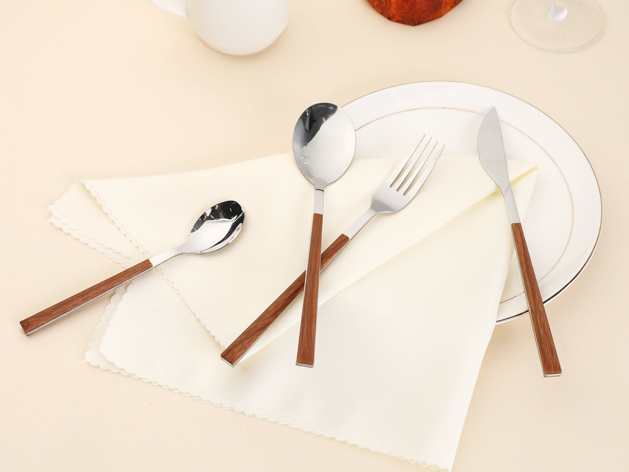 Unique Bargains Silverware Set Durable Stainless Steel Flatware Silver 16 Pcs