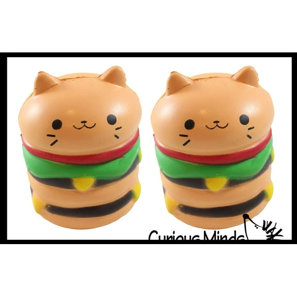 Set Of 2 Burger Cat Squishy Slow Rise Foam Junk Food Scented Sensory Stress Fidget Toy Walmart Com Walmart Com