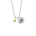 thumbnail image 2 of Delight Jewelry Silvertone Mini Yellow Star Silvertone Script Initial Disc - M - Charm Necklace, 20"+3", 2 of 4