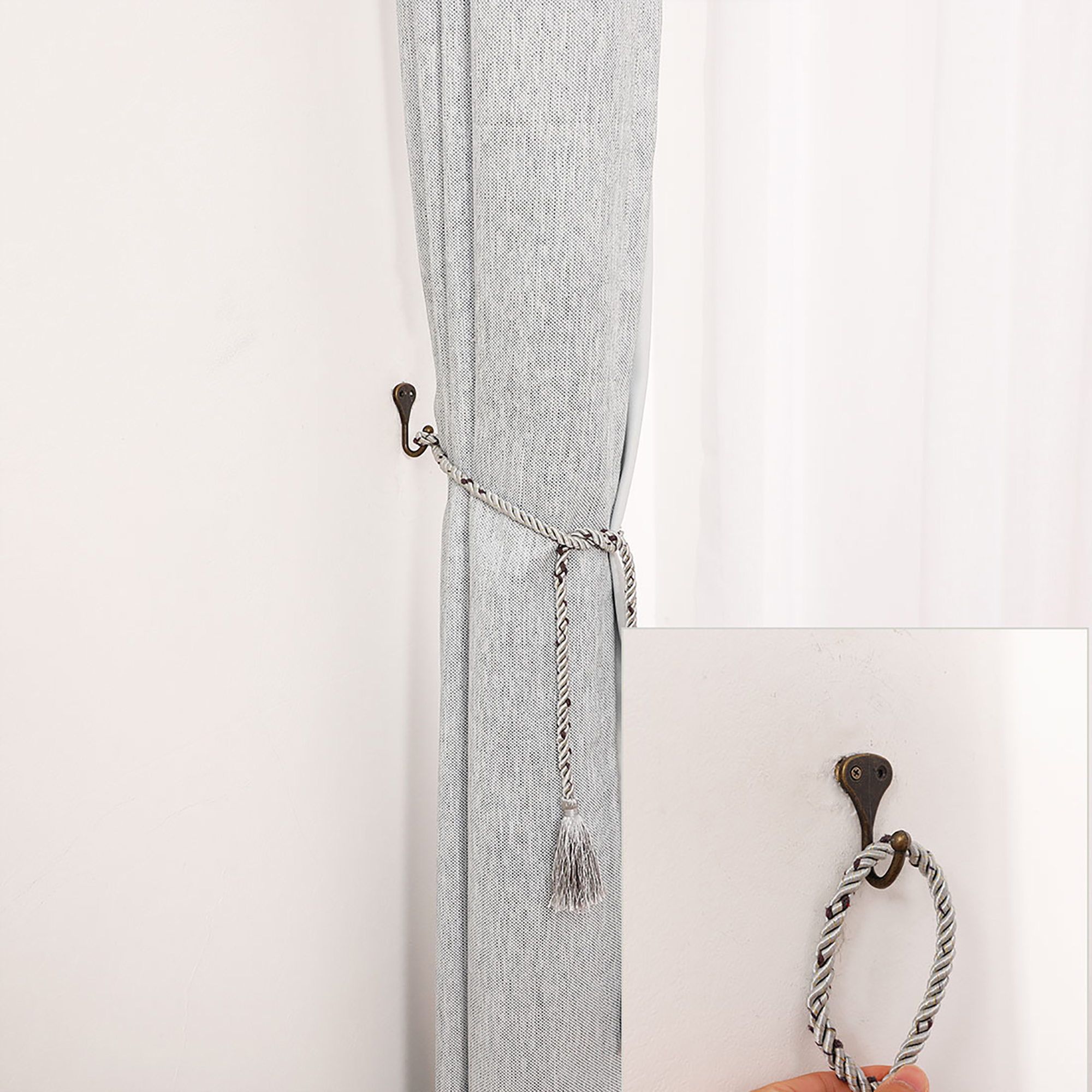 8pcs Zinc Alloy Window Curtain Tieback Clothes Hooks Durable Wall