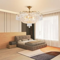 FINE MAKER Crystal Finish Chandelier Pendant Light Flower Style Modern Ceiling Light Fixtuer for Living Room Dining Room 23" 6 Light Gold Metal