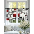 thumbnail image 4 of Abstract Lines Art Sheer Curtains 45 Inches Long 2 Panels Black Red Geometric Modern Texture Light Filtering Semi Sheer Window Curtains Drapes for Bedroom Living Room 52"x45", 4 of 7
