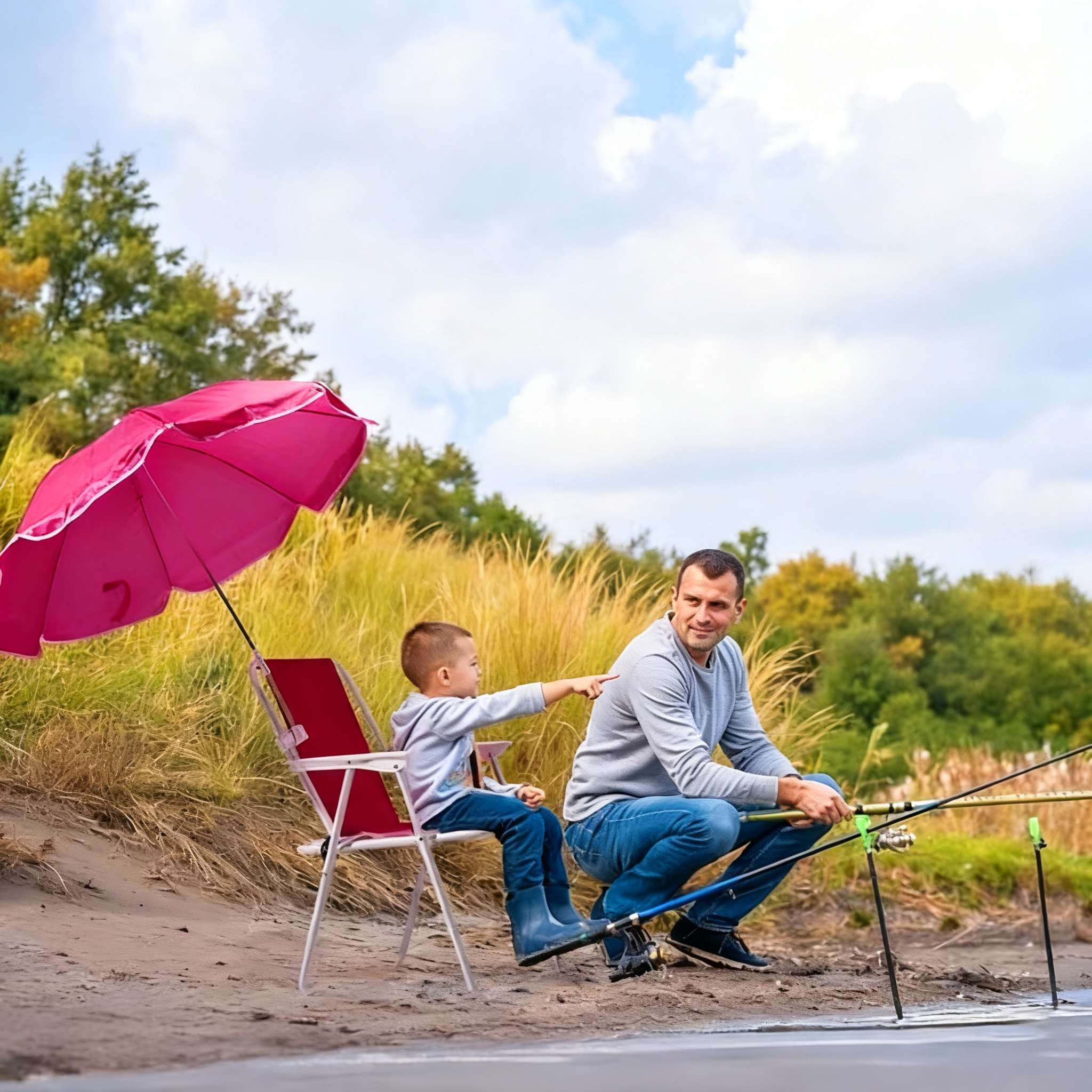 AsterOutdoor Folding Beach Chair with Umbrella, Pink photo 3