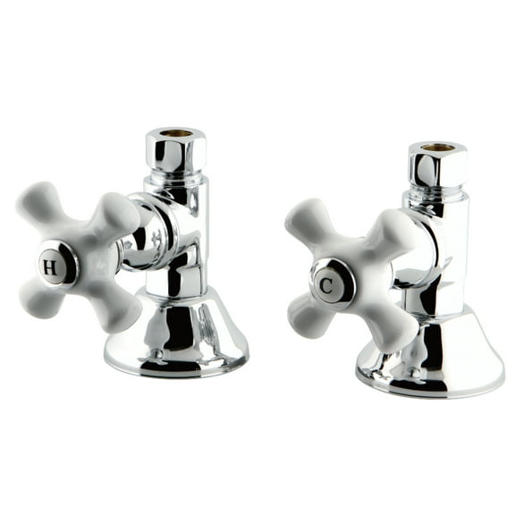 Kingston Brass CCK44151PX 1/2-Inch FIP x 1/2-Inch O.D. Comp Quarter-Turn Straight Shut-Off Valve in Polished Chrome