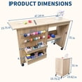 thumbnail image 2 of Sewing Table with Lockable Wheels, Folding Craft Station with Storage Shelves, Storage Trays, Pegs,Magnetic Locks,Multipurpose Sewing Machine Desk for Small Spaces, 2 of 8