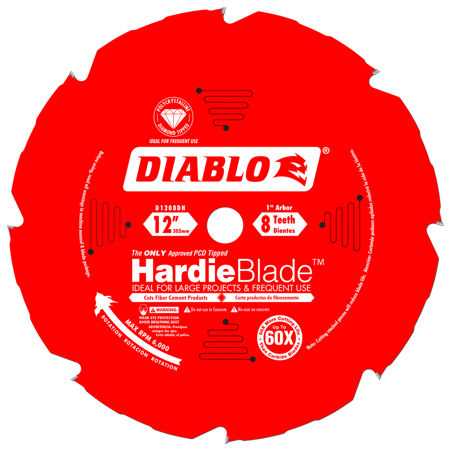 Diablo D1208Dh 12-Inch 8T Hardieblade Pcd Fiber Cement Saw (Best 12 Miter Saw Blade For Trim)