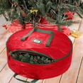 thumbnail image 5 of Heavy Duty Christmas Wreath Storage Bag Handles Made Of Durable 600D Oxford Polyester Material Storage Bag Extra Large Holiday Wreaths Container (Red,35.8 Inch), 5 of 7