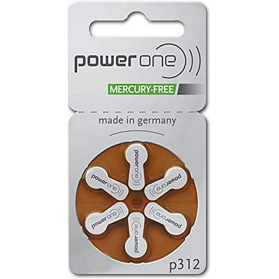 size p312 powerone kwztgk hearing aid batteries, 2 pack (60 batteries)