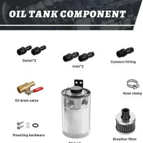 YIUIY Universal Silver Oil Catch Can Kit Reservoir Tank Engine Polish Baffled Aluminum