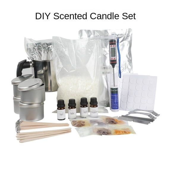 DIY Candle Making Kit, Complete Soy Wax Supplies with Melting Pot, Wicks, Fragrance Oils, Dried Flowers for Home Craft