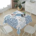 thumbnail image 6 of Coastal Blue Crab Table Cloth Waterproof Tablecloths, Coral Starfish Ocean Conch Nautical Tablecloth Dining Table Cover for Kitchen Party Tabletop Outdoor, Square Tablecloth 54x54 Inch, 6 of 9