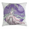 thumbnail image 1 of Bridal Shower Decorations Throw Pillow Cushion Cover, Bride Party Themed Image with Swings Florals Image, Decorative Square Accent Pillow Case, 20 X 20 Inches, Purple and Light Pink, by Ambesonne, 1 of 2