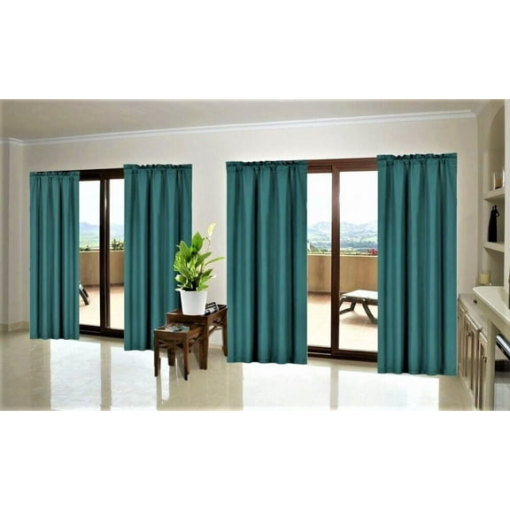 1-Piece 100% Blackout Rod Pocket Solid Window Curtain Panel With Lined Backing 35" X 63" R64 Hunter green