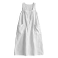 thumbnail image 4 of PRINxy Women's Sleeveless U Neck Linen Maxi Dress with Pockets Boho Flowy Long Dress for Summer Beach Vacation Daily Casual Wear White S, 4 of 7
