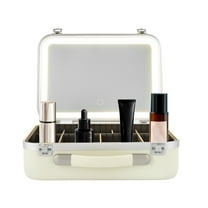 DUYIWAA Makeup Train Case Portable Travel Cosmetic Storage Organizer Box w/ LED Light & Mirror