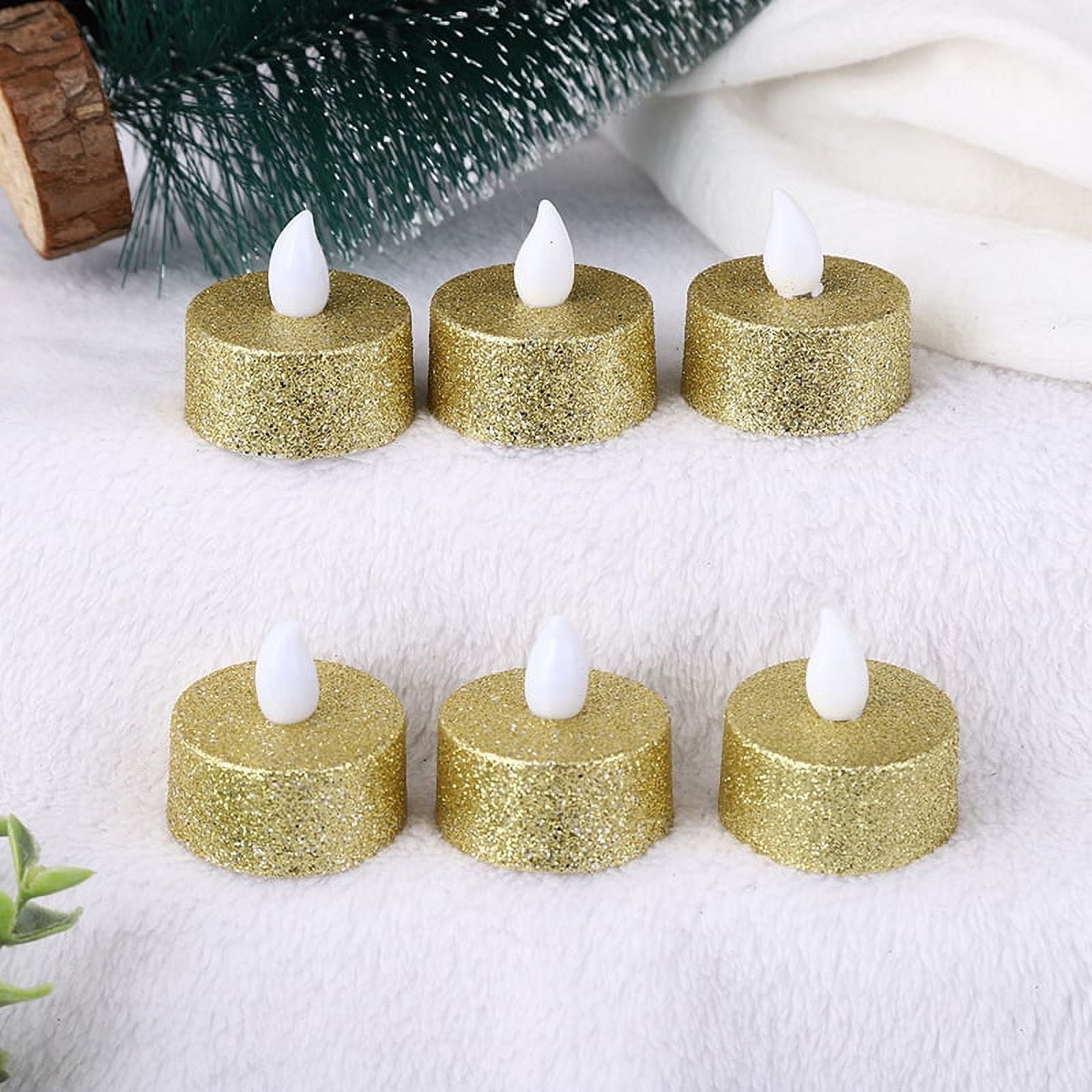 Electronic Glitter Waterproof Tea Candles For Cylindrical - Temu