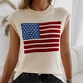 thumbnail image 6 of Women Tank Knit Tops Tshirts American Flag Tshirt Round Neck Blouses Summer Clothing Fashion Tee, 6 of 6