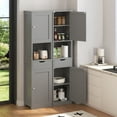 thumbnail image 6 of Walsunny Bathroom Storage Cabinet 64" Tall Wooden Kitchen Cupboard Pantry Cabinet with Doors Shelves Drawer Gray, 6 of 8