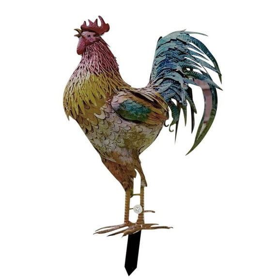 Amacok Metal Rooster Garden Statues & Sculptures, Garden Courtyard Decor, Chicken Yard Art Decor Standing Animal Lawn Ornament for Backyard Patio Kitchen Decorations, 2D