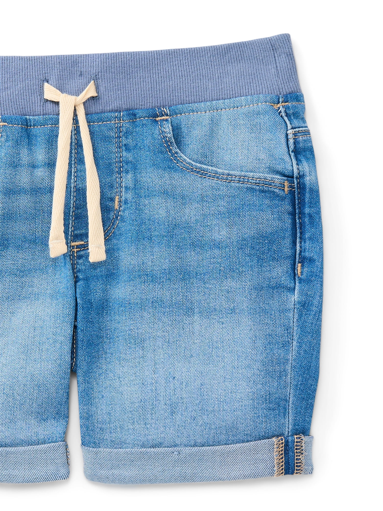 Wonder Nation Girls Knit Waistband Denim Shorts, Sizes 4-18 & Plus