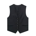 thumbnail image 3 of GXFC Womens Dressy Vests Sleeveless V Neck Button Waistcoat Formal Business Shirt Slim Fit Cropped Blazer Vest for Womens, 3 of 9