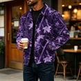 thumbnail image 5 of Havenx Men's Camo Corduroy Jacket Long Sleeve Button Down Shirts with Pockets Lapel Collar Camouflage Print Coats Vintage Casual Western Fall Winter Outfits,Purple L, 5 of 6