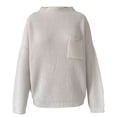 thumbnail image 1 of LOVZFMLL Women's Sweaters, Acrylic Crew Neck Ribbed Pullover Solid Color Casual Front Pocket Loose Long Sleeve Tops Warm Fall Winter Clothes, 1 of 4