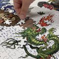 thumbnail image 4 of Ambesonne Dragon Jigsaw Puzzle, Manga Style Dragon, Heirloom-Quality Fun Activity for Family Durable Cardboard, 1000 pcs, Green Blue, 4 of 5