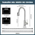thumbnail image 2 of Llaves para Fregadero de Cocina, Grifo de Cocina Extraíble, Llave de Agua para Tarja, Monomando para Fregadero, con Modelos Calientes y Fríos, Mezcladora para Cocina,Plata, 2 of 8