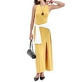 thumbnail image 2 of Women'S Summer and Autumn Long Elegant Versatile Slit Tight Sleeveless Dress Yellow L, 2 of 9
