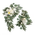 thumbnail image 2 of 2Pcs Artificial Wreath Decorated Wall Hanging Handmade Flower Swag Photo Props Ornament Simulation Garland Wedding Arch Flower for Holiday , Style F, 2 of 8