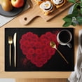 thumbnail image 2 of Valentine's Day Placemats Set of 12, Retro Red Roses Heart Shape Black Background Non-Slip Place Mats Washable Table Mats for Kitchen Dining Table Decorations Indoor/Outdoor, 2 of 9