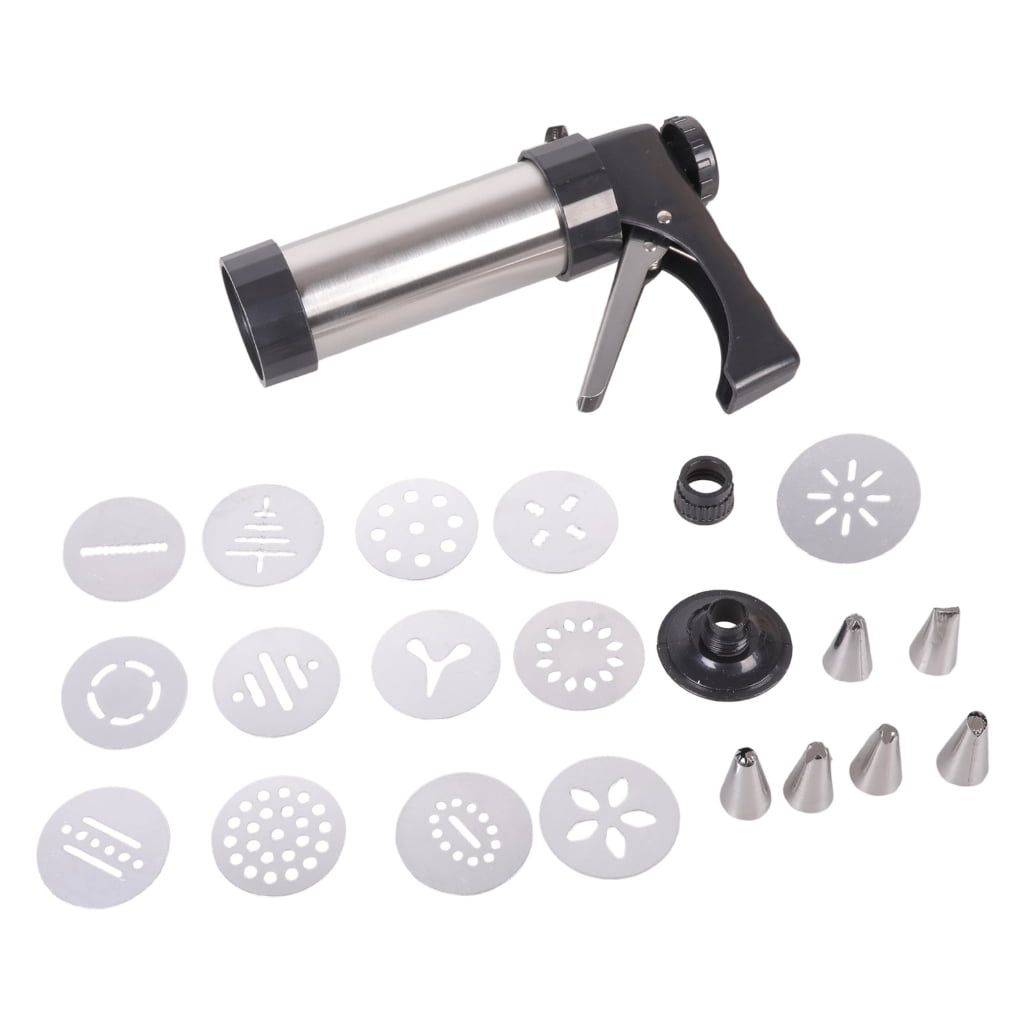 HK Stainless Steel Cookie Press & Churro Maker – 12-Piece Set, Durable & Easy To Use, Black Finish