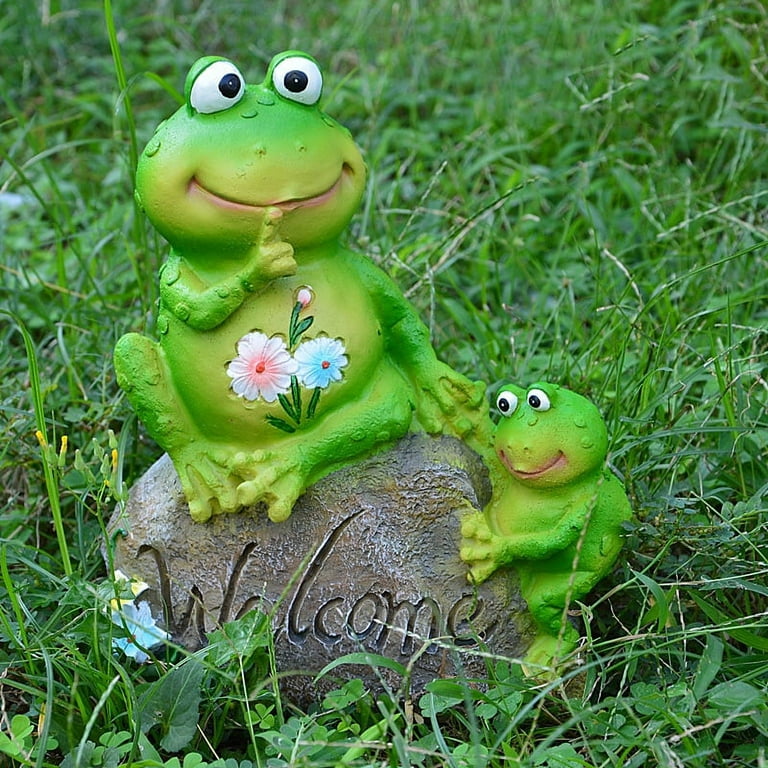 Frog Garden Statues Outdoor Decor Cute Frog Animal Sculpture With