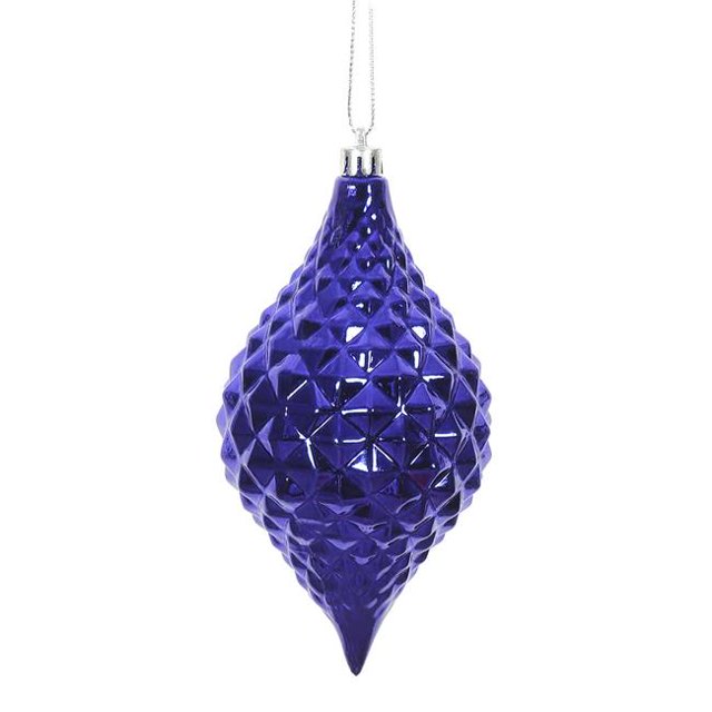 Vickerman N174966D 6 x 3 in. Purple Shiny Diamond Drop Ornament - 4 per Bag