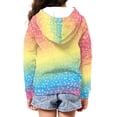 thumbnail image 4 of Uourmeti Rainbow Polka Dot Zip Up Hoodie with Pockets Long Sleeve Lightweight Comfy Casual Outerwear for Girls Teens Size 6-9, 4 of 7