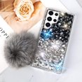thumbnail image 6 of Compatible with Galaxy S23 Ultra Bling Case Luxury 3D Sparkle Diamond Crystal Rhinestones for Women Girls Glitter Case with Cute Furry Plush Ball Pendant Soft TPU Bumper Shiny Gemstone Cover, 6 of 6