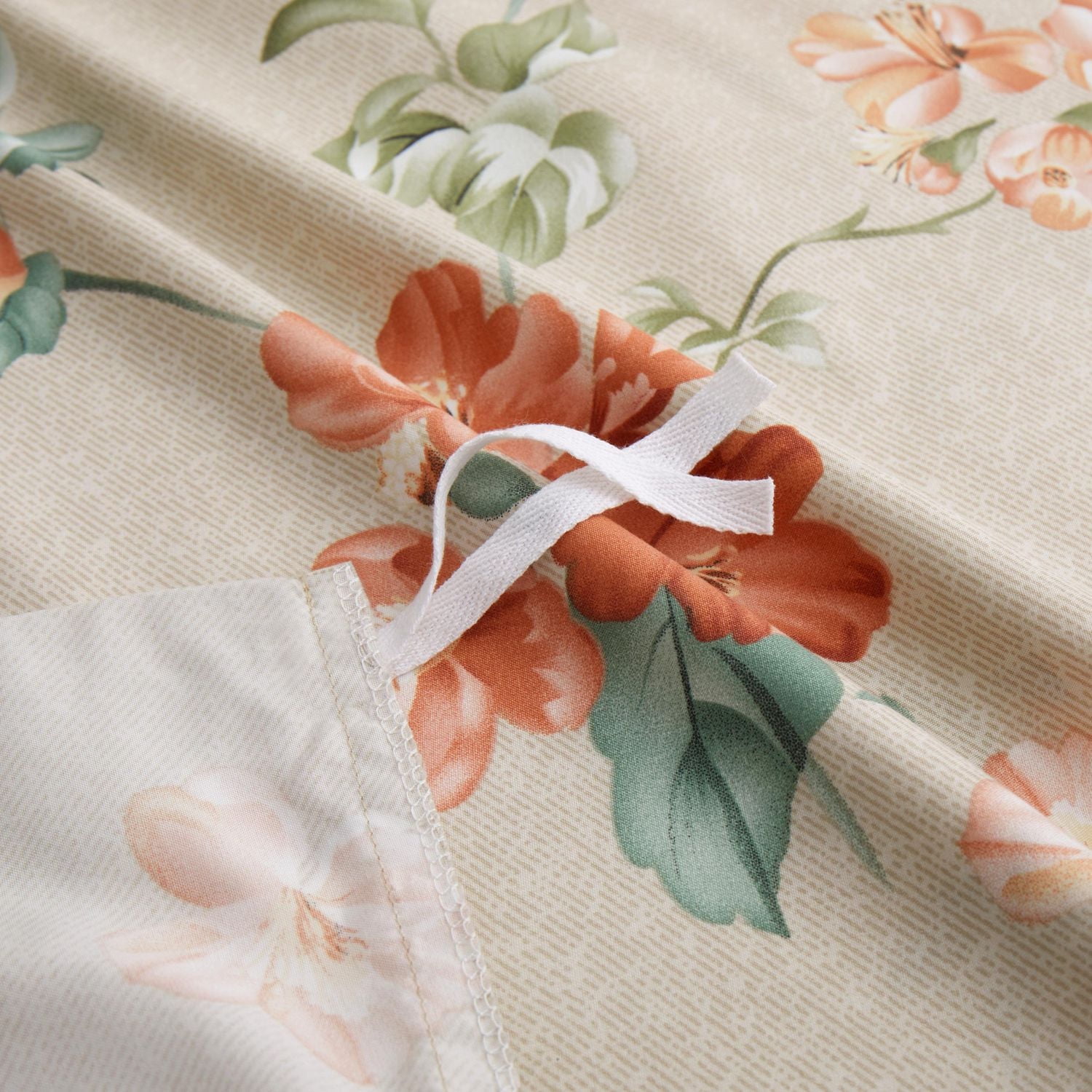 Literie Marina Décoration ultra douce et soyeuse en rayonne de bambou imprimée, toutes saisons, housse de couette, drap-housse, avec fermeture éclair et lien d'angle, motif floral pêche taupe