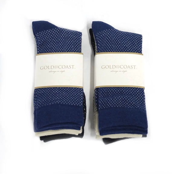 Gold Coast Men's Dress Socks in Blue/Cream/Black, 6 Pack