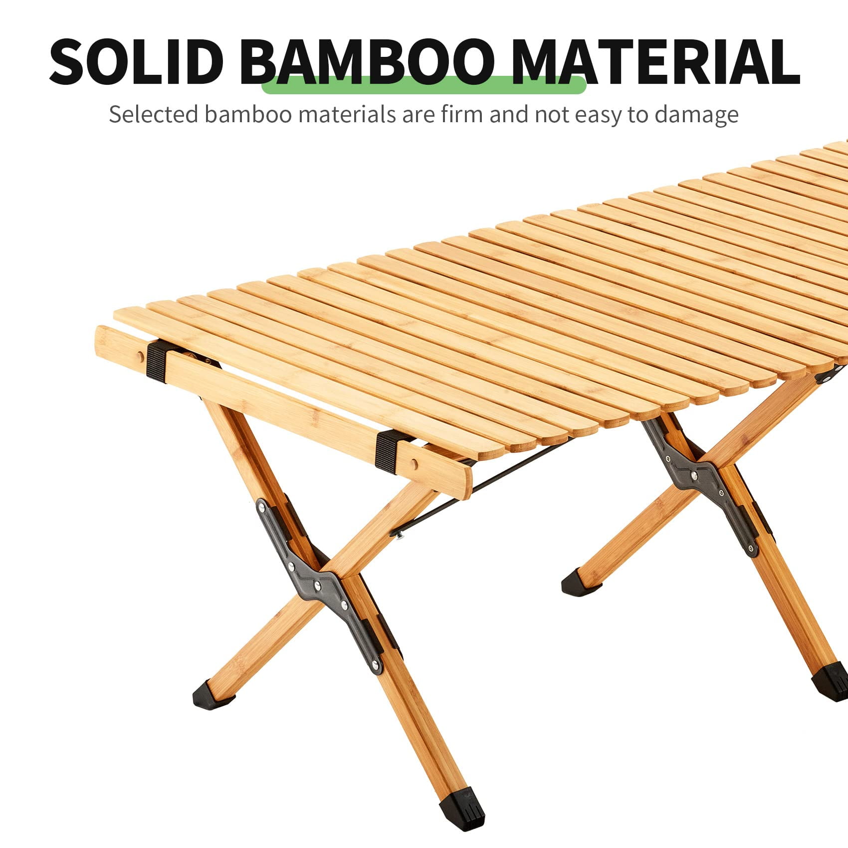 Camping Chairs For Adults WKFAMOUT Bamboo Folding Camping Table