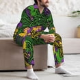 thumbnail image 7 of Logiee Mardi Gras7 Print Mens Long Sleeve Pajama Set,Notched Collar Pajamas for Men, Men's Sleepwear,Mens Sleepwear with Pockets & Button Down-X-Large, 7 of 7