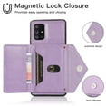 thumbnail image 5 of Wallet Case for Galaxy A72, Detachable Crossbody Lanyard Strap PU Leather+Soft TPU Bumper Magnetic Clasp Back Flip Credit Card Slots Kickstand Cover for Samsung Galaxy A72, Purple, 5 of 9