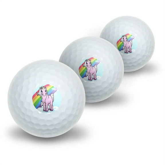 Pink Unicorn on Cloud Novelty Golf Balls, 3pk