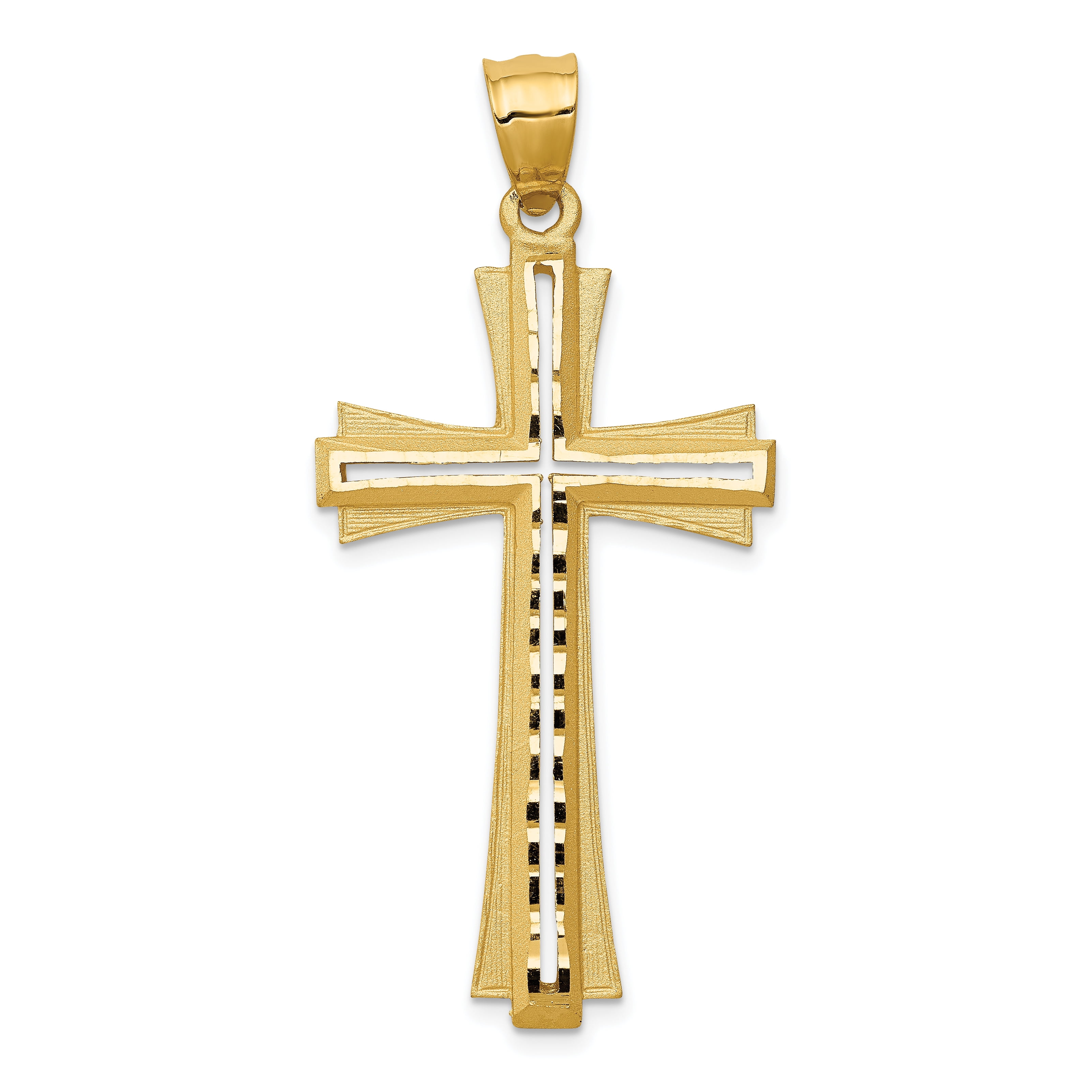 14k Yellow Gold Cross Religious Pendant Charm Necklace Fine Jewelry For Women Gifts For Her