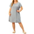 thumbnail image 2 of Agnes Orinda Women's Plus Nightgown Short Sleeve Round Neck Stretch Pajama Dress 4X Gray, 2 of 6