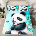 thumbnail image 2 of YST Panda Flower Sheets, 3D Cute Cartoon Panda Sheet Set Cute Animal Pattern Bed Sheets Set, Butterfly Decor Watercolor Print Top Fitted Sheet Full 4 Pieces, 2 of 6