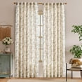 thumbnail image 2 of Grey Floral Linen Curtains 84 Inch Length Farmhouse Flower Patterned Curtain Back Tab Drapes for Living Room Bedroom Light Filtering Vintage Rod Pocket Drapes, 2 Panels, Gray on Beige, 2 of 15